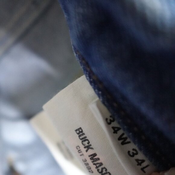 Buck Mason Jeans 34 x 32 Blue Straight Button Fly - Picture 9 of 11